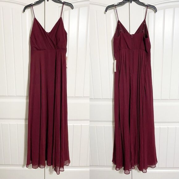 Birdy Grey Kaia Cabernet Chiffon Dress M NEW Bridesmaid Formal Prom Flowy - Picture 4 of 7